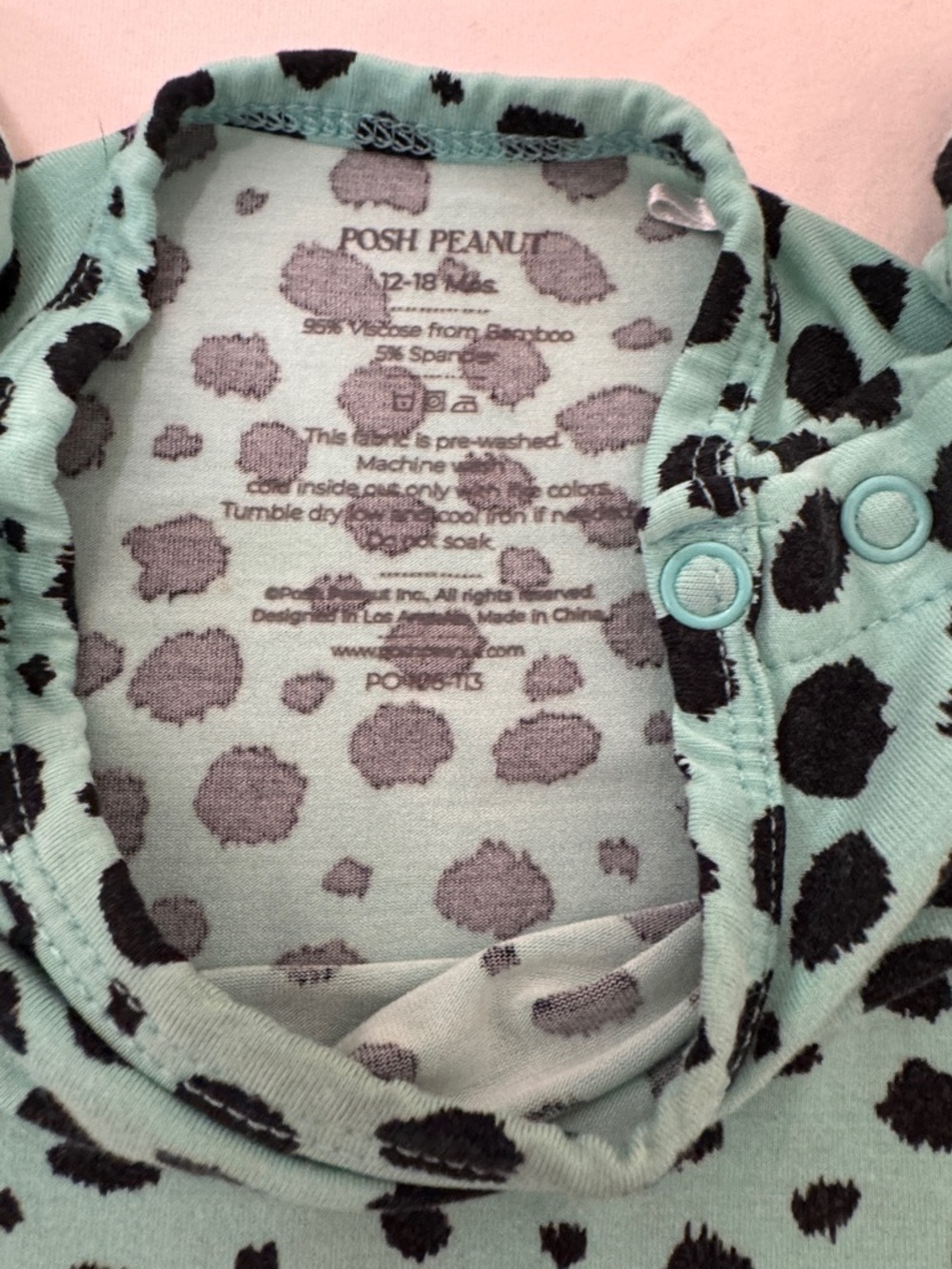 Posh Peanut Mint Green and Black Spot Infant Romper - Picture 2 of 5